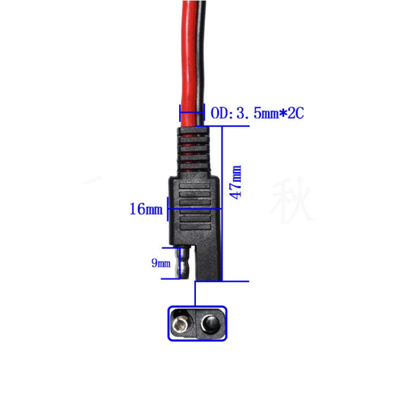 2pcs 20A Solar Car Battery SAE Power Extension Cable 100cm