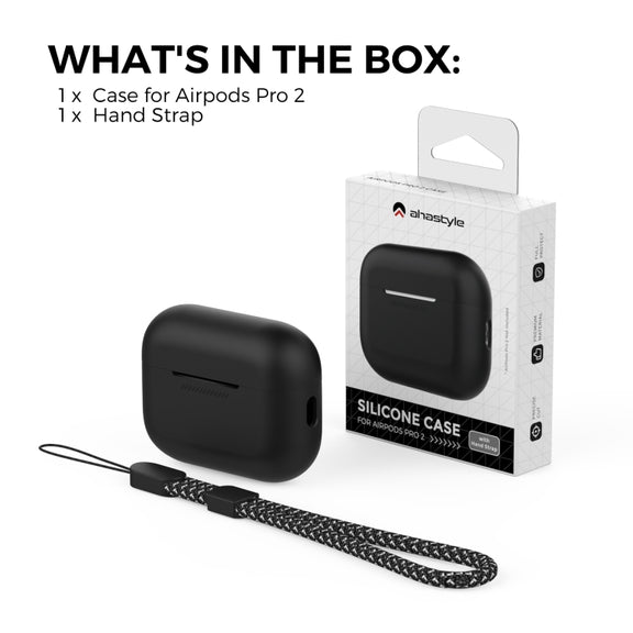 For AirPods Pro 2 AhaStyle PT187 Silicone One-Piece Protective Case With Lanyard Case(Pink)