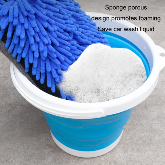 2pcs Car Chenille Coral Fleece Car Wash Double Sided Thick Gloves(Blue)