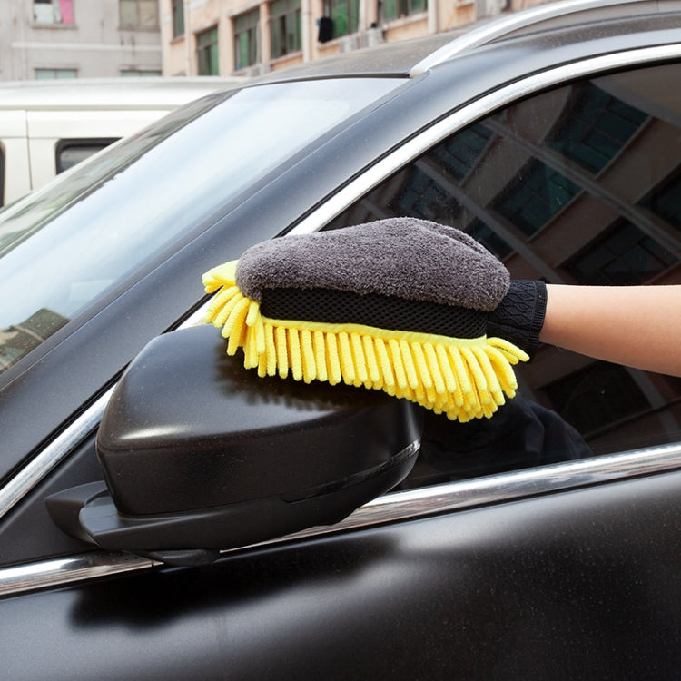 2pcs Car Chenille Coral Fleece Car Wash Double Sided Thick Gloves(Blue)