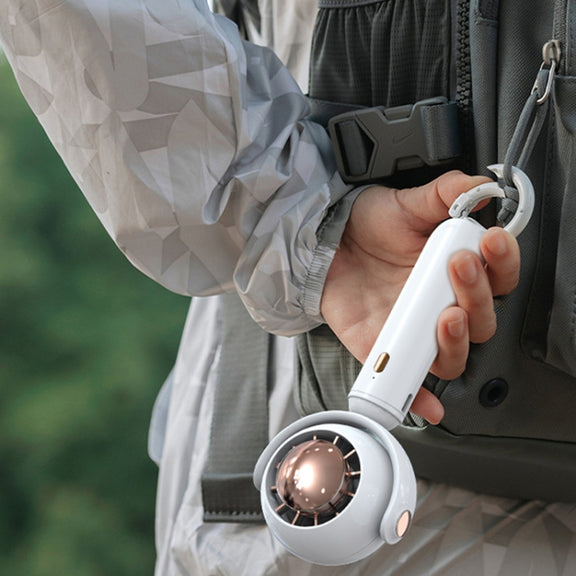 YL-005 Small Outdoor Handheld Fan with Carabiner Desktop Portable Mini Fan(White)