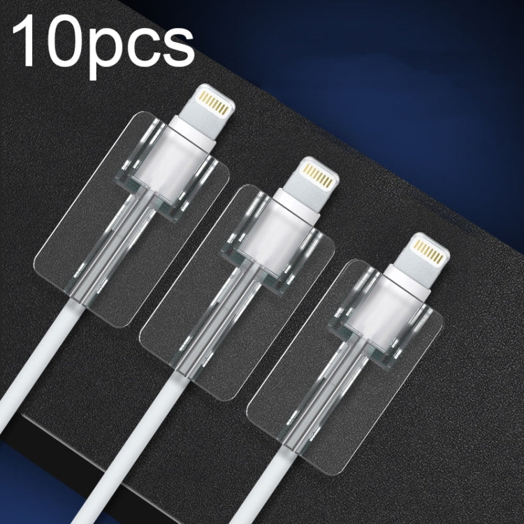 10pcs Square Transparent Data Cable Protective Sleeve Durable Break-Resistant Cable Winder(8 Pin)