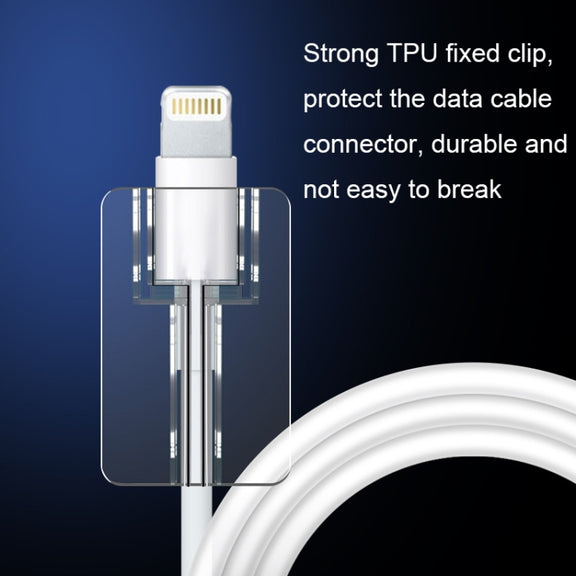 10pcs Square Transparent Data Cable Protective Sleeve Durable Break-Resistant Cable Winder(8 Pin)