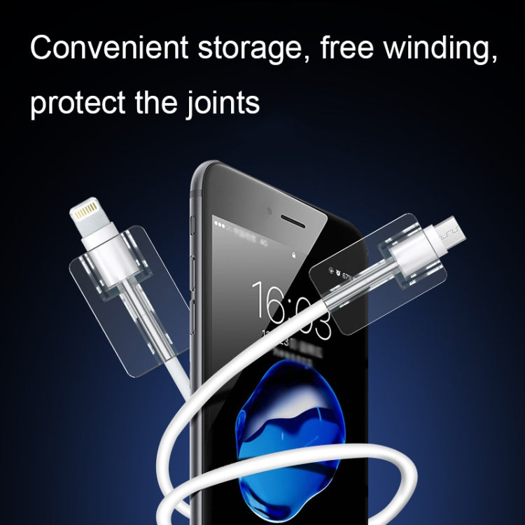 10pcs Square Transparent Data Cable Protective Sleeve Durable Break-Resistant Cable Winder(8 Pin)