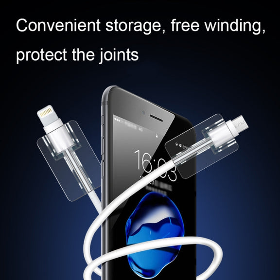 10pcs Square Transparent Data Cable Protective Sleeve Durable Break-Resistant Cable Winder(8 Pin)