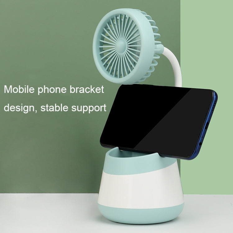 276A USB Charging Desktop Pen Holder Fan with Phone Holder Function Dormitory Portable Fan(Pink)