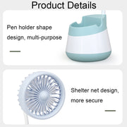 276A USB Charging Desktop Pen Holder Fan with Phone Holder Function Dormitory Portable Fan(Black)