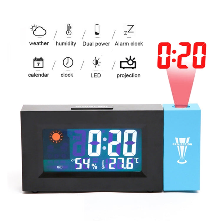 8290 Electronic Colour Screen Weather Clock Weather Forecast Projection Clock Rotatable Digital Clock Without USB Cable