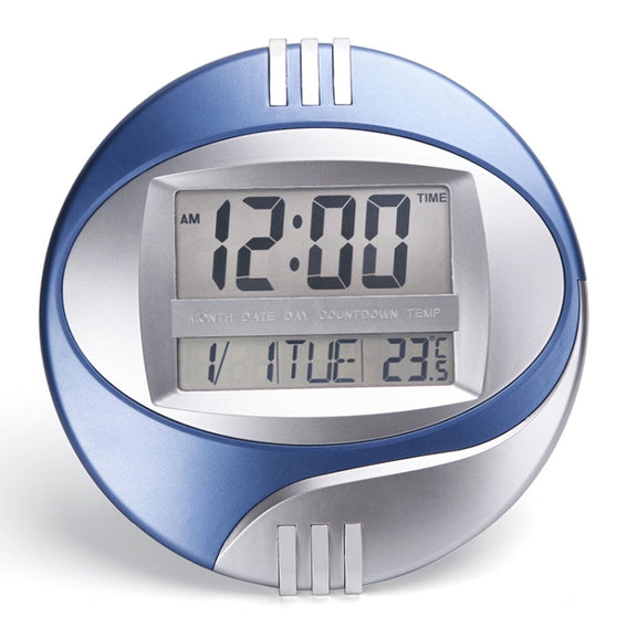 3885N Modern Silent Electronic Clock LCD Large Character Clock(Blue)