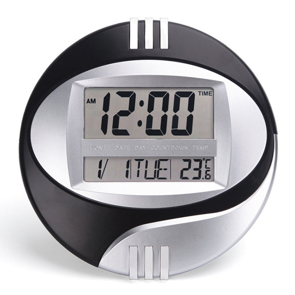 3885N Modern Silent Electronic Clock LCD Large Character Clock(Black)