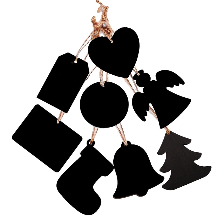 10pcs/Set Mini Hanging Wooden Message Board Home Holiday Decor Lanyard Chalkboard(Rectangle)