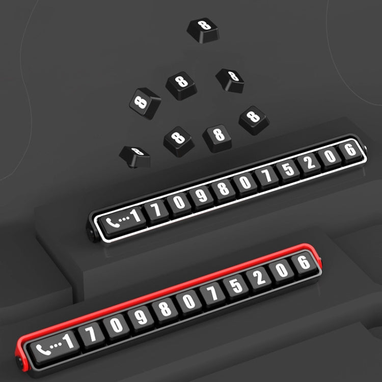 Aluminum Alloy Temporary Parking Number Plate Interior Decoration(Silver Black)