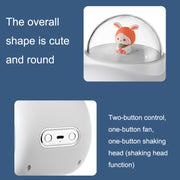 Baby Stroller Fan Home Mute Outdoor Cooling Portable Rabbit Octopus Fan With Shake Head (White)