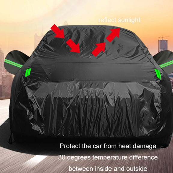 190T Silver Coated Cloth Car Rain Sun Protection Car Cover with Reflective Strip, Size: Y-L