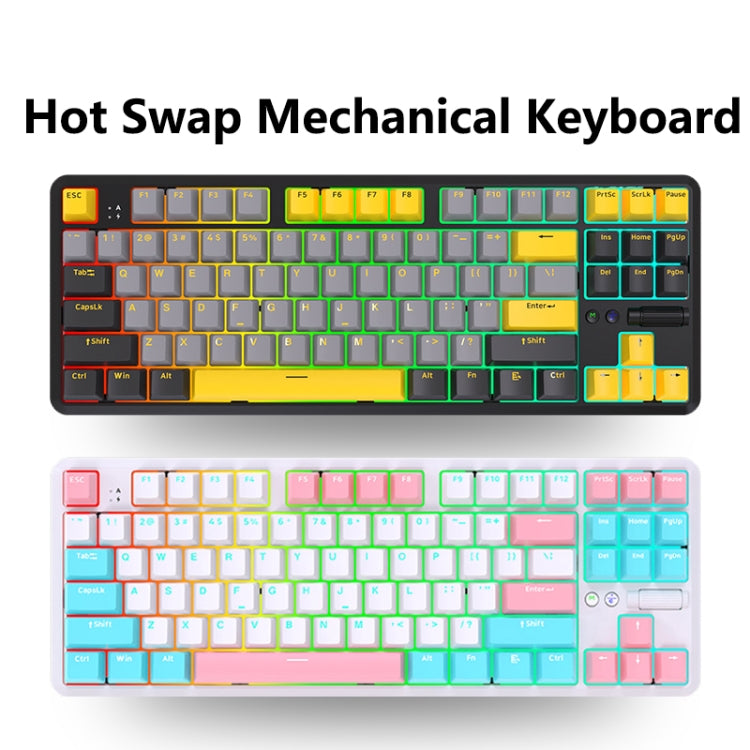 Ajazz K870T Pro 87 Keys Three Mode Wireless/Bluetooth/Wired Pluggable RGB Mechanical Keyboard Green Shaft (Black)
