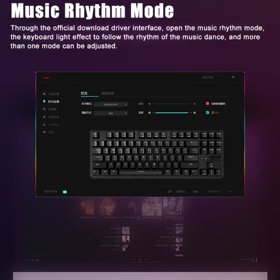 Ajazz K870T Pro 87 Keys Three Mode Wireless/Bluetooth/Wired Pluggable RGB Mechanical Keyboard Tea Shaft (Black)