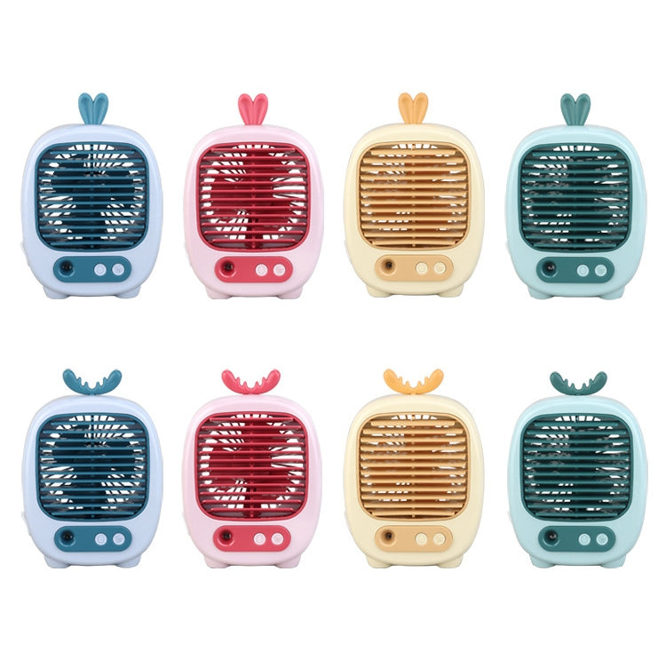 1315 Spray Humidification Hydrating Cartoon Fan USB Charging Desktop Fan(Deer Pink)
