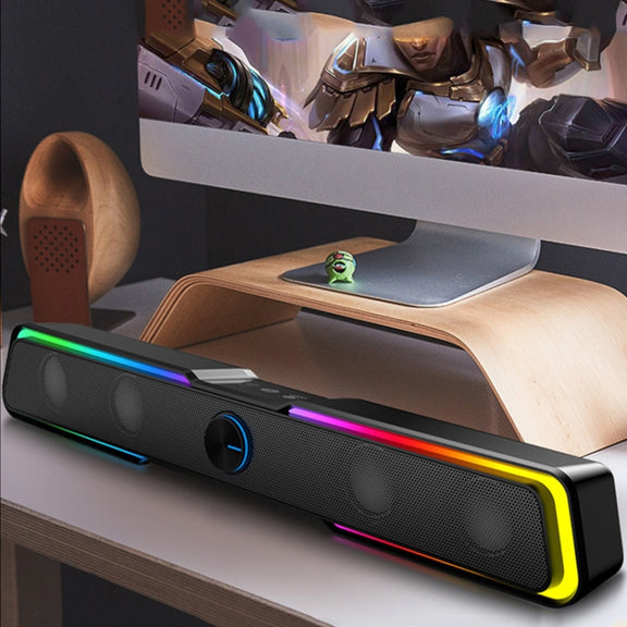 Wired Version DHE6002S RGB Lights HiFi Sound Effect Computer Audio Desktop Long Strip Speakers