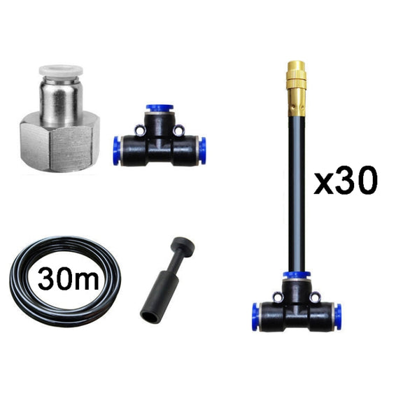 30m Kit Brass Misting Nozzles Bend Arbitrarily Atomized Sprayer Garden Irrigation