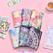 A6 Mandala Binder Financial Plan Notebook PU Leather Cash Budget Book(Fresh Blue)