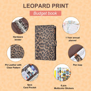 A6 Leopard Print Cash Budget Notebook  Loose Leaf Financial Management Notepad(Pink)