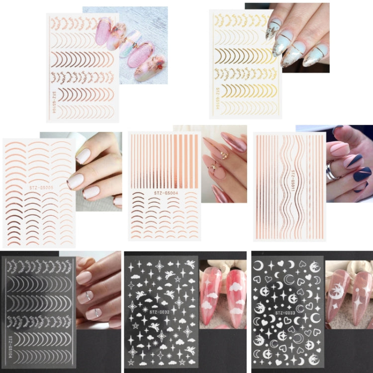 Gold Silver Manicure Stickers Imitation Metal Line Adhesive Nail Stickers(Stz-C033)