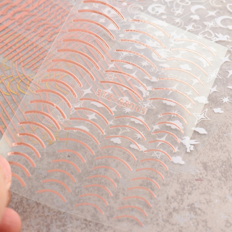 Gold Silver Manicure Stickers Imitation Metal Line Adhesive Nail Stickers(Stz-GS104 Silver)