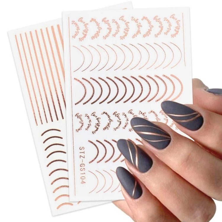 Gold Silver Manicure Stickers Imitation Metal Line Adhesive Nail Stickers(Stz-GS104 Silver)