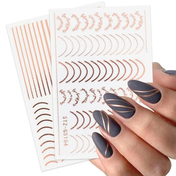 Gold Silver Manicure Stickers Imitation Metal Line Adhesive Nail Stickers(Stz-C033)