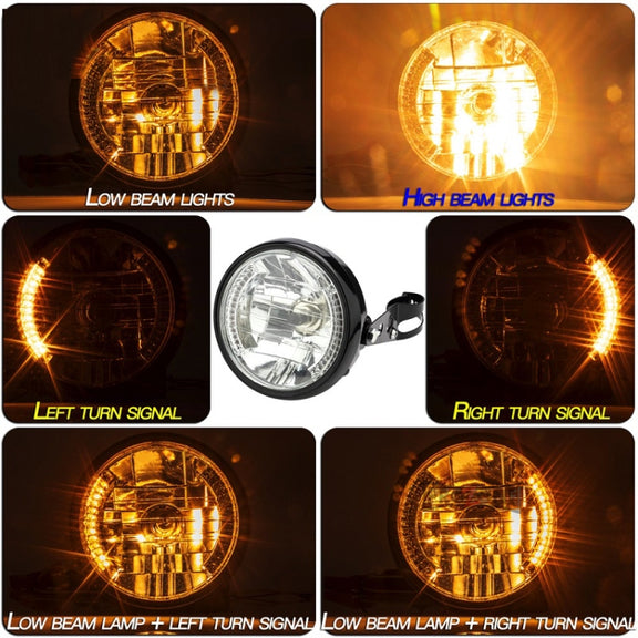 Motorcycle 7 Inch LED Headlight Angel Ring With Steering Function(No Bracket)
