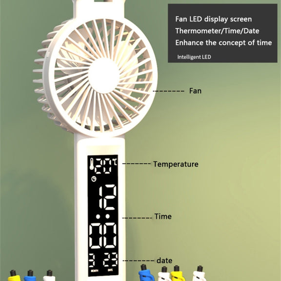 Rechargeable  3200mAh Double Head Lighting LED Fan Desk Lamp with Pen Holder & Clock