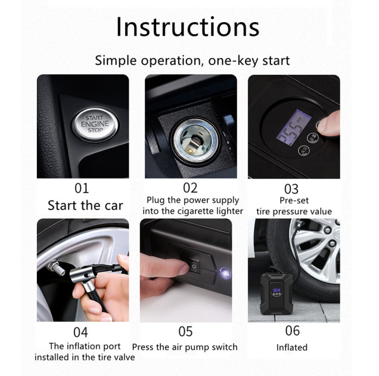 SUITU  ST-818  DC 12V Wired Car Air Pump Tire Inflator With LED Lighting Pointer Model+Toolbox