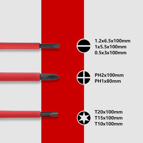 RDEER VDE-9912 12 In 1 Insulated Screwdriver Set Screwdriver Electrician Tools