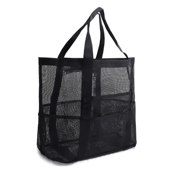 Large Capacity Mesh Swimming Tote Beach Bag(Black)