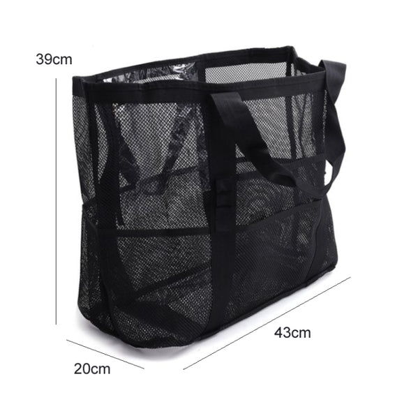 Large Capacity Mesh Swimming Tote Beach Bag(Black)