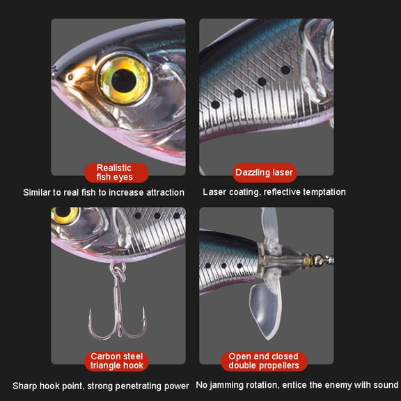 DF065 9g Double Paddle Tractor Surface Tether Roadrunner Fake Lure Long-distance Casting Lure(Champagne)