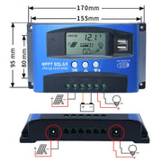 YCX-003 30-100A Solar Charging Controller with LED Screen & Dual USB Port Smart MPPT Charger, Model: 12/24V 100A
