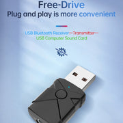 M137 5 in 1 Car USB Bluetooth 5.2 Receiver Transmitter
