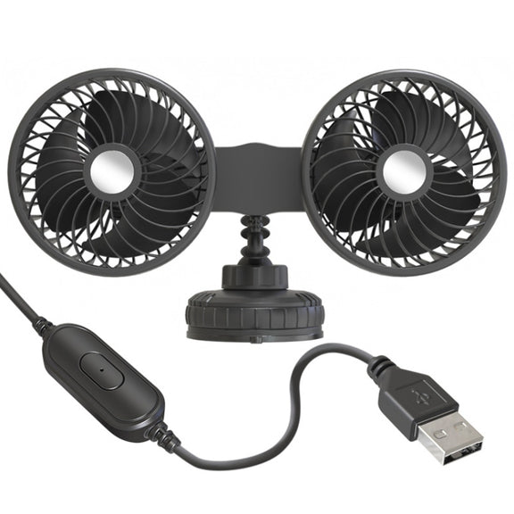 F6026 Large Suction Cup Vehicle-Mounted Double-Head Fan, Model: USB