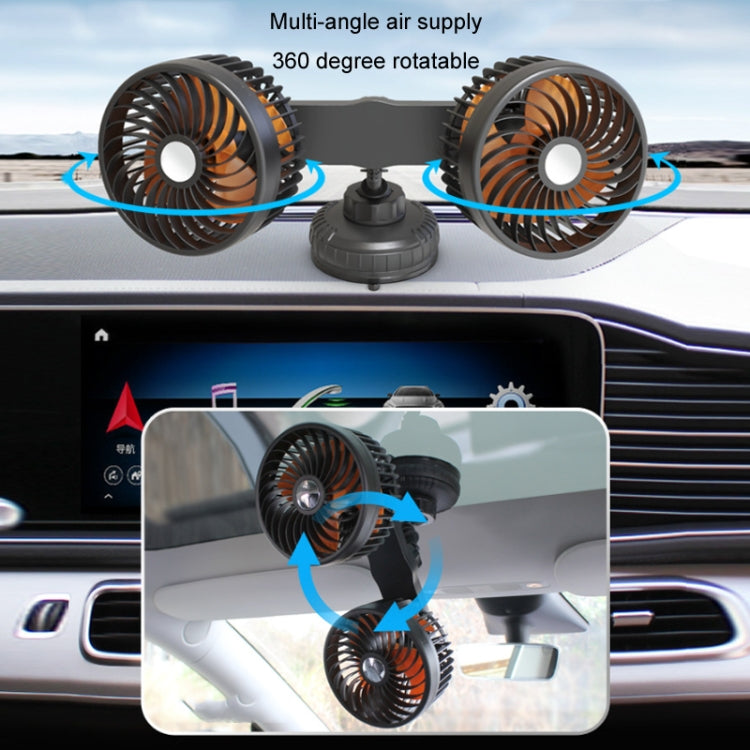 F6026 Large Suction Cup Vehicle-Mounted Double-Head Fan, Model: USB