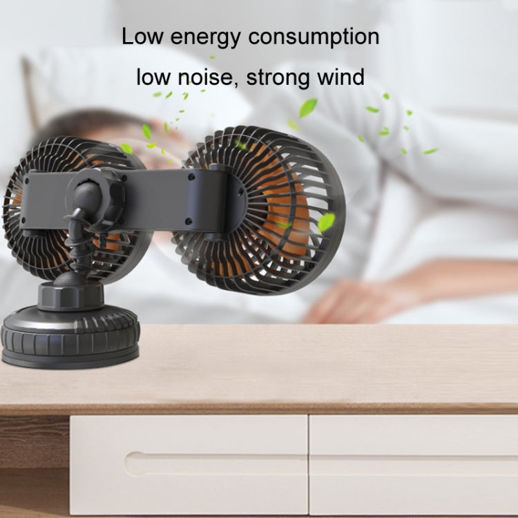 F6026 Large Suction Cup Vehicle-Mounted Double-Head Fan, Model: USB
