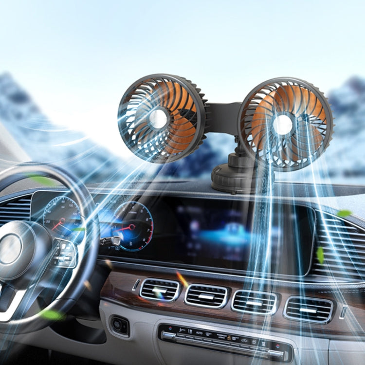 F6026 Large Suction Cup Vehicle-Mounted Double-Head Fan, Model: USB