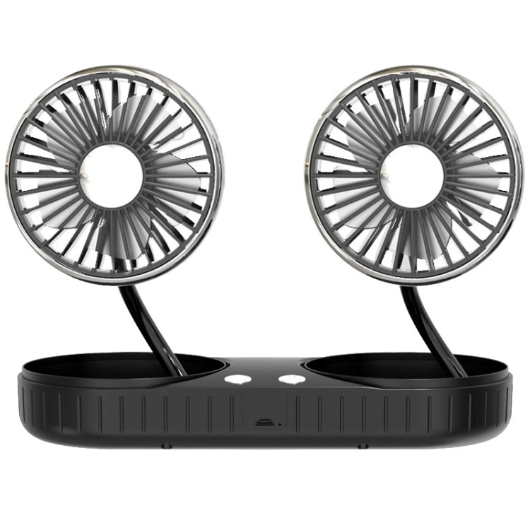 F304 Double-head Hose Built-in Lithium Battery USB Car Fan, Color: Black Silver