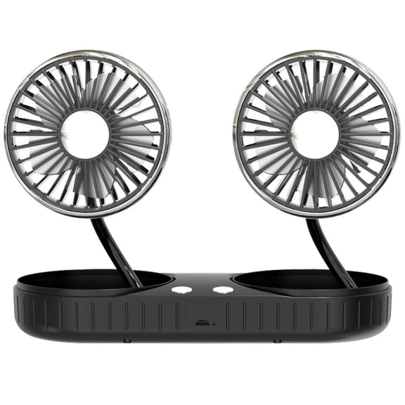 F304 Double-head Hose Built-in Lithium Battery USB Car Fan, Color: Black Silver