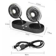 F304 Double-head Hose Built-in Lithium Battery USB Car Fan, Color: Black Silver