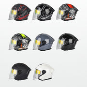 SOMAN Motorcycle Electric Bicycle Dual Lens Riding Helmet, Size: M(Black Red)
