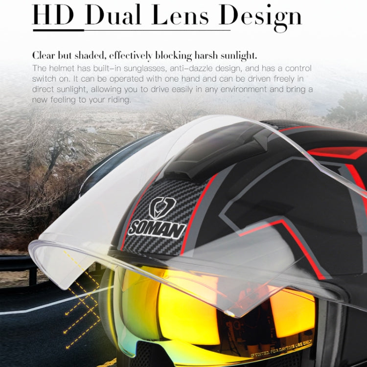 SOMAN Motorcycle Electric Bicycle Dual Lens Riding Helmet, Size: XXL(Bright Back)