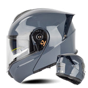SOMAN Racing Motorcycle Double Lens Riding Safety Helmet, Size: M(Cement Gray)