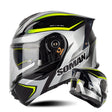 SOMAN Racing Motorcycle Double Lens Riding Safety Helmet, Size: XXL(Silver Gray Yellow Vision) - free shipping - PMC TechLife - Order now!