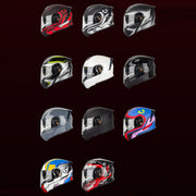 SOMAN Racing Motorcycle Double Lens Riding Safety Helmet, Size: L(Bright Black)
